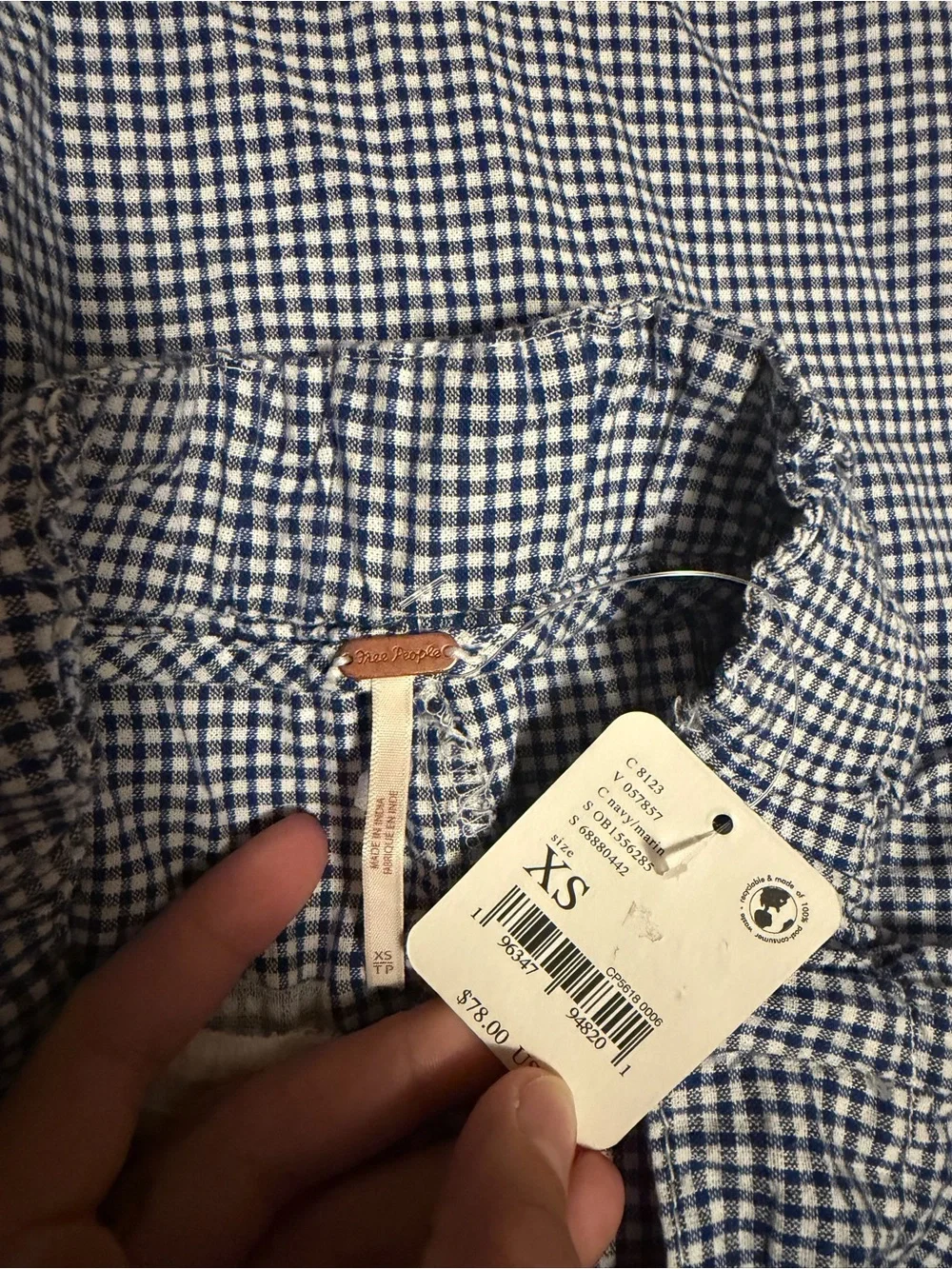 Women’s Free People Blue Gingham Dress Pants